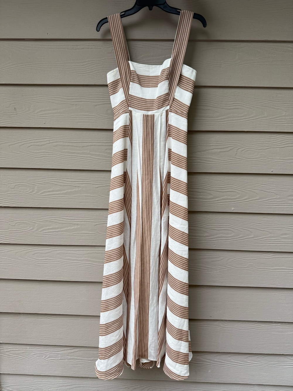 ANTONIO MELANI Cream and Tan Striped Maxi Sundress - Picture 6 of 14